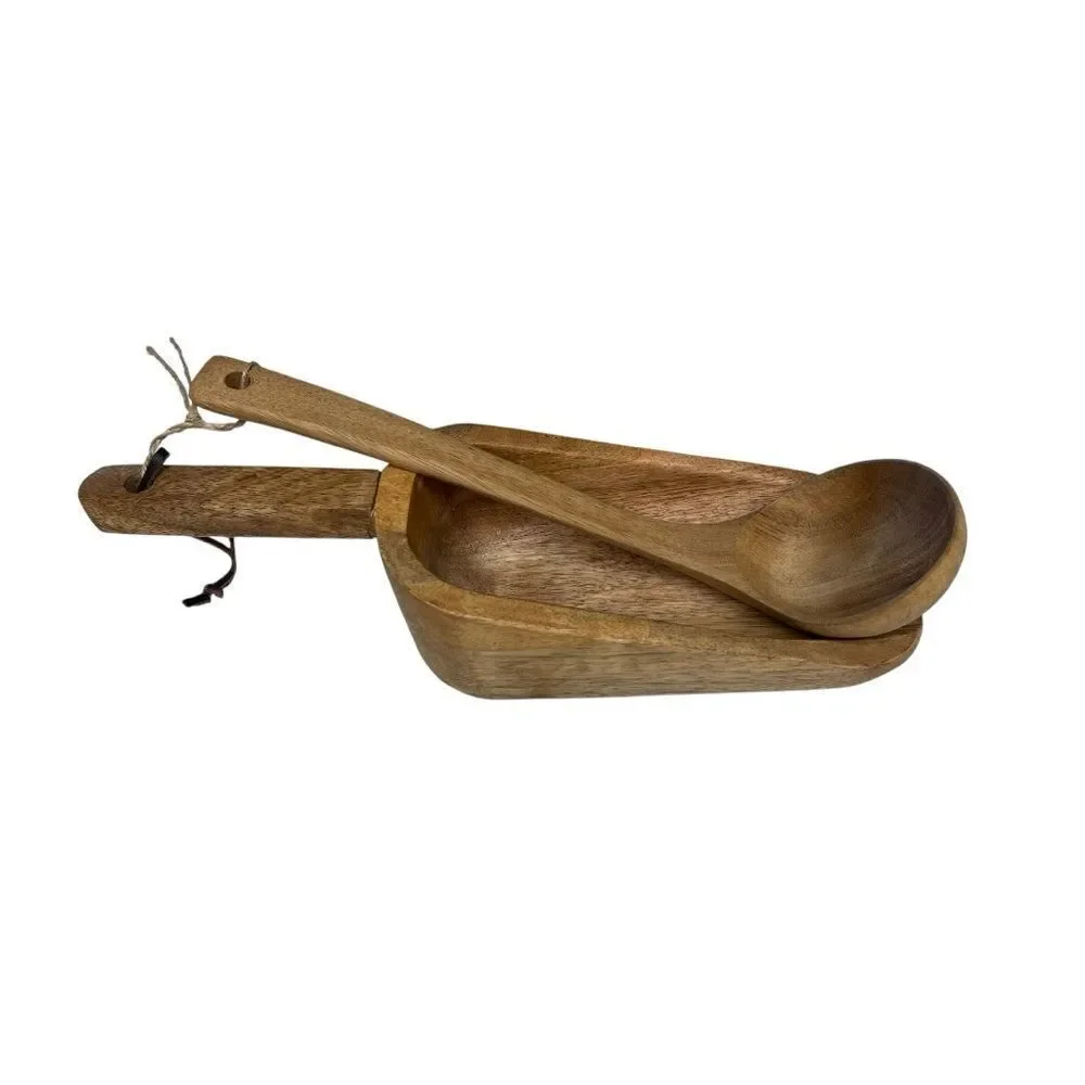 Rustic Wooden Spoon and Scoop Set